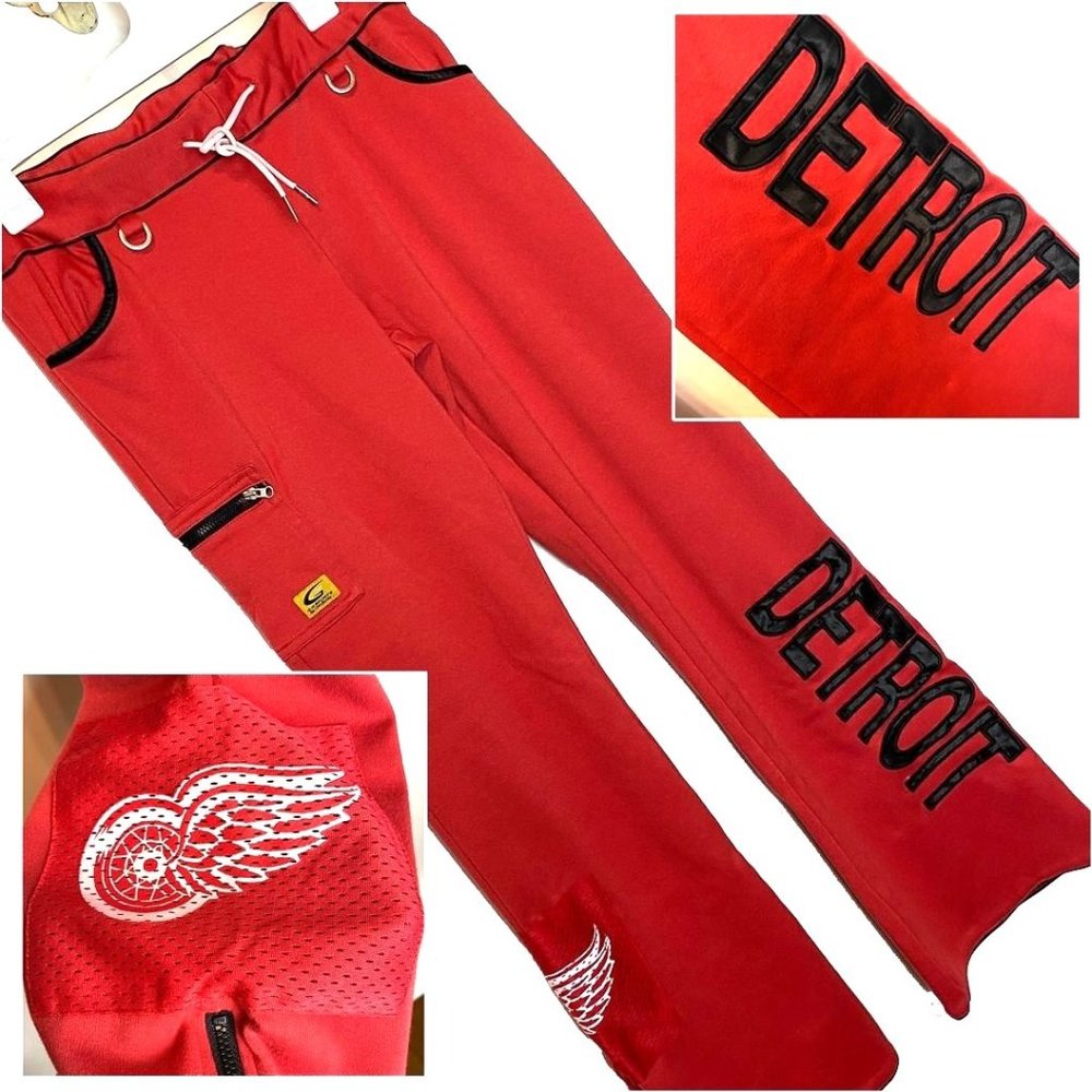 G111 Sports by Carl Banks Redwings elastic drawstring waist flare pant stretch L